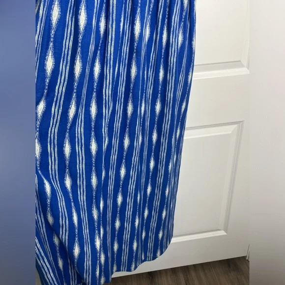 Anthropologie MADCHEN Skywriter Ikat Print Silk Linen Blend Maxi Dress Size 6 - Picture 7 of 15